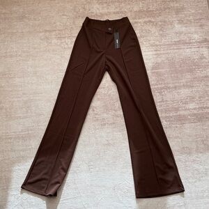 Fashion Nova Brown Trouser Pants Wide Leg High Waisted NWT Size M
